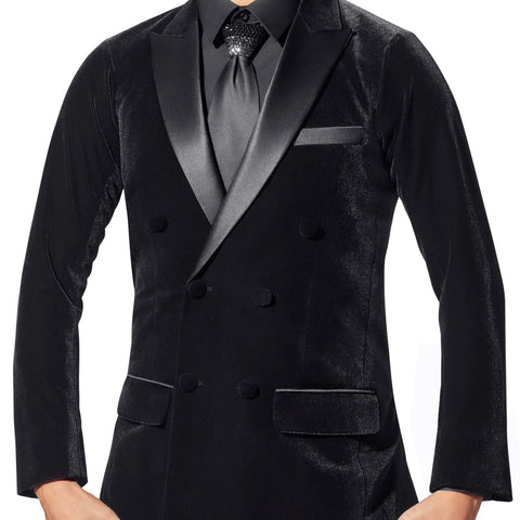 Men's Velvet Double Breasted Smooth Jacket-613