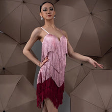 Load image into Gallery viewer, Color Block Fringe Latin Dance Dress