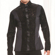 Load image into Gallery viewer, Men's Collard Ballroom Shirt Velvet Burnout