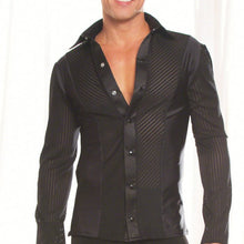 Load image into Gallery viewer, Mesh Stripes Men's Loose Fit Latin Shirt