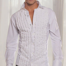 Load image into Gallery viewer, Men's Ruffled Tuxedo Ballroom Dance Latin Shirt