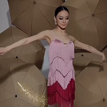 Load and play video in Gallery viewer, Color Block Fringe Latin Dance Dress
