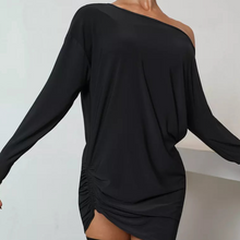 Load image into Gallery viewer, Body of a woman wearing a black dress top