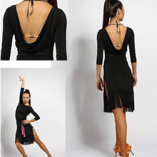 Load image into Gallery viewer, different angles of the Fringey Pencil Latin Dance Dress