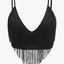 Load image into Gallery viewer, Deep-V Fringe Crop Top
