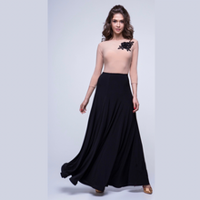Load image into Gallery viewer, PLT Dancewear Ballroom Latin Full Length Women's Black Classic Skirt Spandex