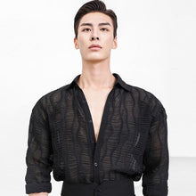 Load image into Gallery viewer, Men Latin Ballroom Shirt blouse top Male latin trousers pants Adult Ballroom black men pratice wear
