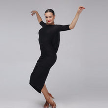 Load image into Gallery viewer, 3/4 Length Black Dance Dress - PLT Dancewear Essentials
