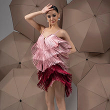 Load image into Gallery viewer, Color Block Fringe Latin Dance Dress
