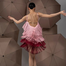 Load image into Gallery viewer, Color Block Fringe Latin Dance Dress
