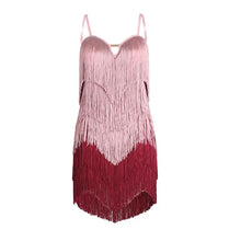 Load image into Gallery viewer, Color Block Fringe Latin Dance Dress
