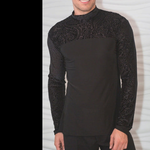 Men's Velvet Burnout Ballroom Dance Latin Tunic