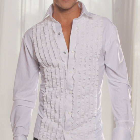 latin dress shirt UDANCE Men's Clothing Professional Latin Dance Shirt Practice Wear Breathable Performance Stand Collar Long-Sleeve Shirt for Men A49