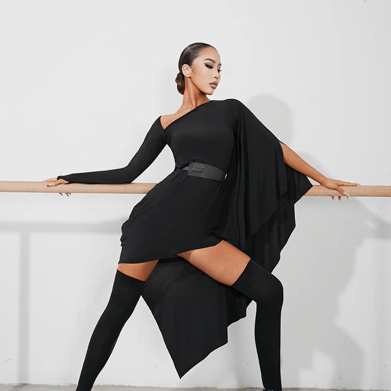 PLT Dancewear Women's Latin Dance Practice Moda Dress Hi-Low Black or Khaki