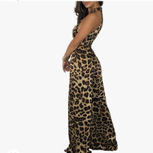 Load image into Gallery viewer, PLT Dancewear Women&#39;s Latin Ballroom Dance Practice Flowey Jumpsuit Black Leopard Full Length
