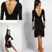 Load image into Gallery viewer, different angles of the Fringey Pencil Latin Dance Dress
