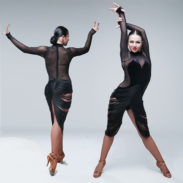 long sleeve latin dance dress PLT Dancewear Tassel Latin Practice Dress — Explore Now – PLT Dancewear