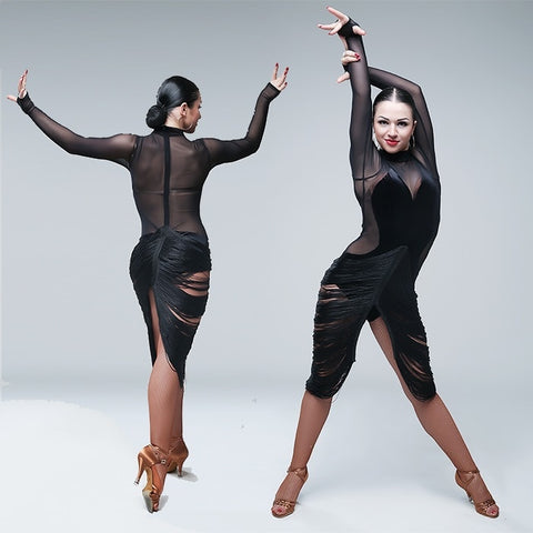  Black Tassel Skirt Latin Practice Dress — PLT Dancewear Essentials