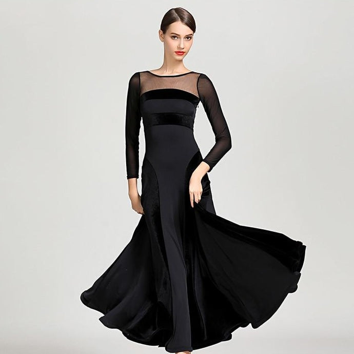 Woman wearing a flowing black dress