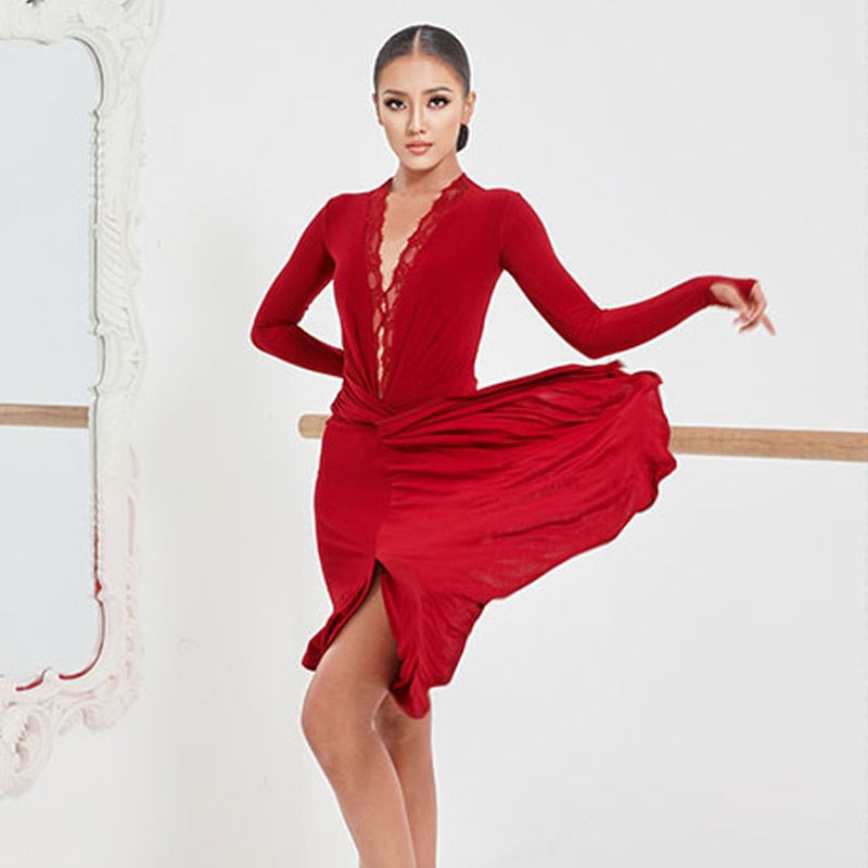 open lace back dress SASHA RED ready to ship Lyrical DANCE costume main image 0