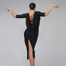 Load image into Gallery viewer, Women&#39;s Black Say It Ain’t So Latin Practice Dance Dress 3/4 Length
