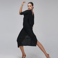 Load image into Gallery viewer, PLT Dancewear Say It Ain&#39;t So Latin Practice Dance Dress | Black 3/4 Length
